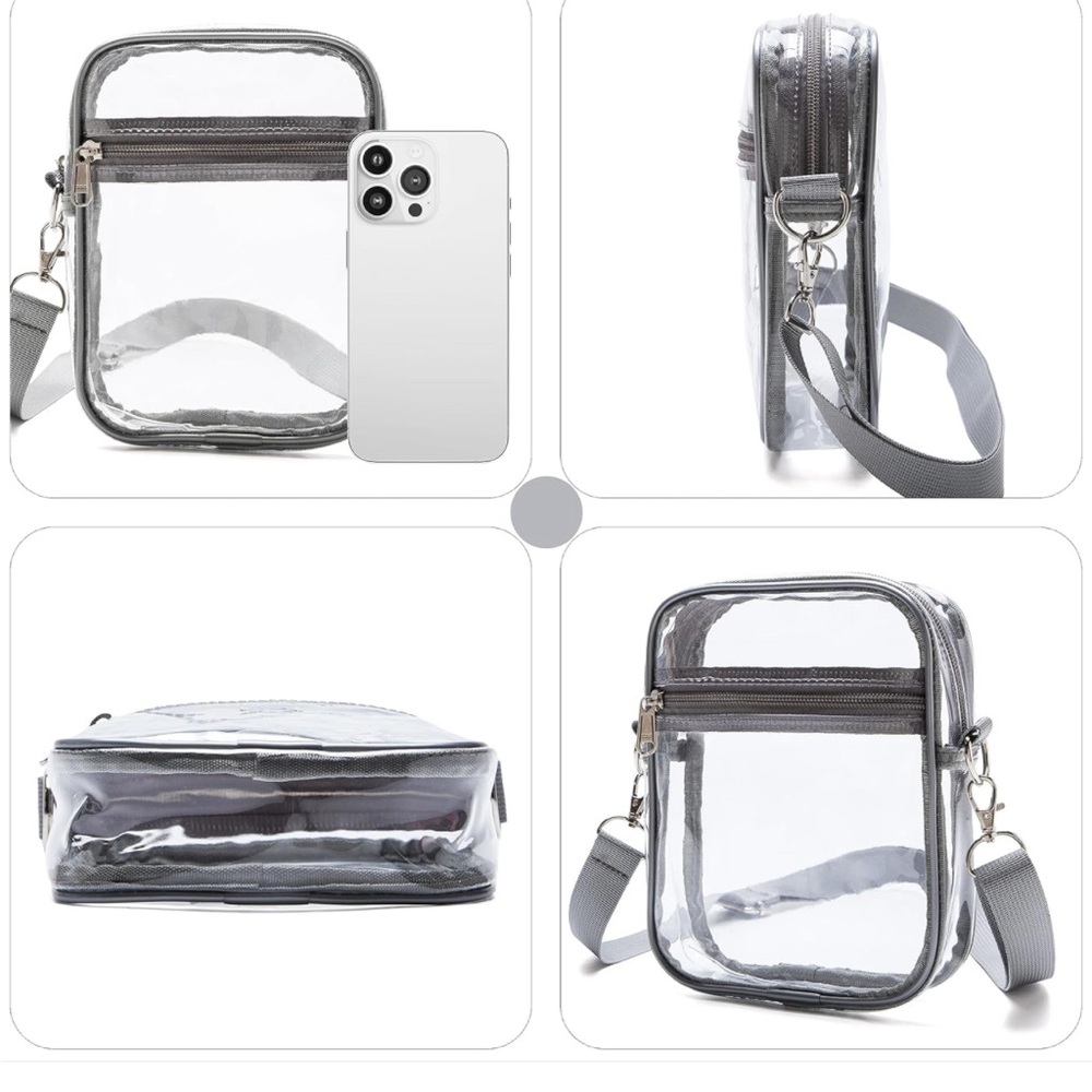 NWOT Clear Stadium Crossbody Bag with Solid Black Adjustable Purse Strap - Picture 3 of 9